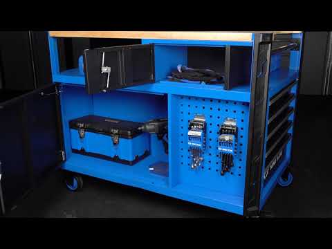 KING TONY Profi-Werkzeuge - Werkzeugwagen "Superb workbench" mit Arbeitsplatte aus Holz 87SQ3410BABK