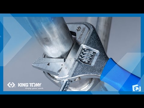 KING TONY Profi-Werkzeuge - Verstellbarer Schraubschlüssel mit umkehrbarer Backe 361408R