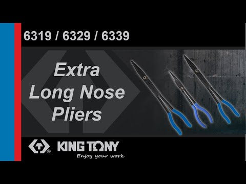 KING TONY Profi-Werkzeuge - Zange extra lang, halbrunde Backen, Doppelgelenk - 340 mm 632913