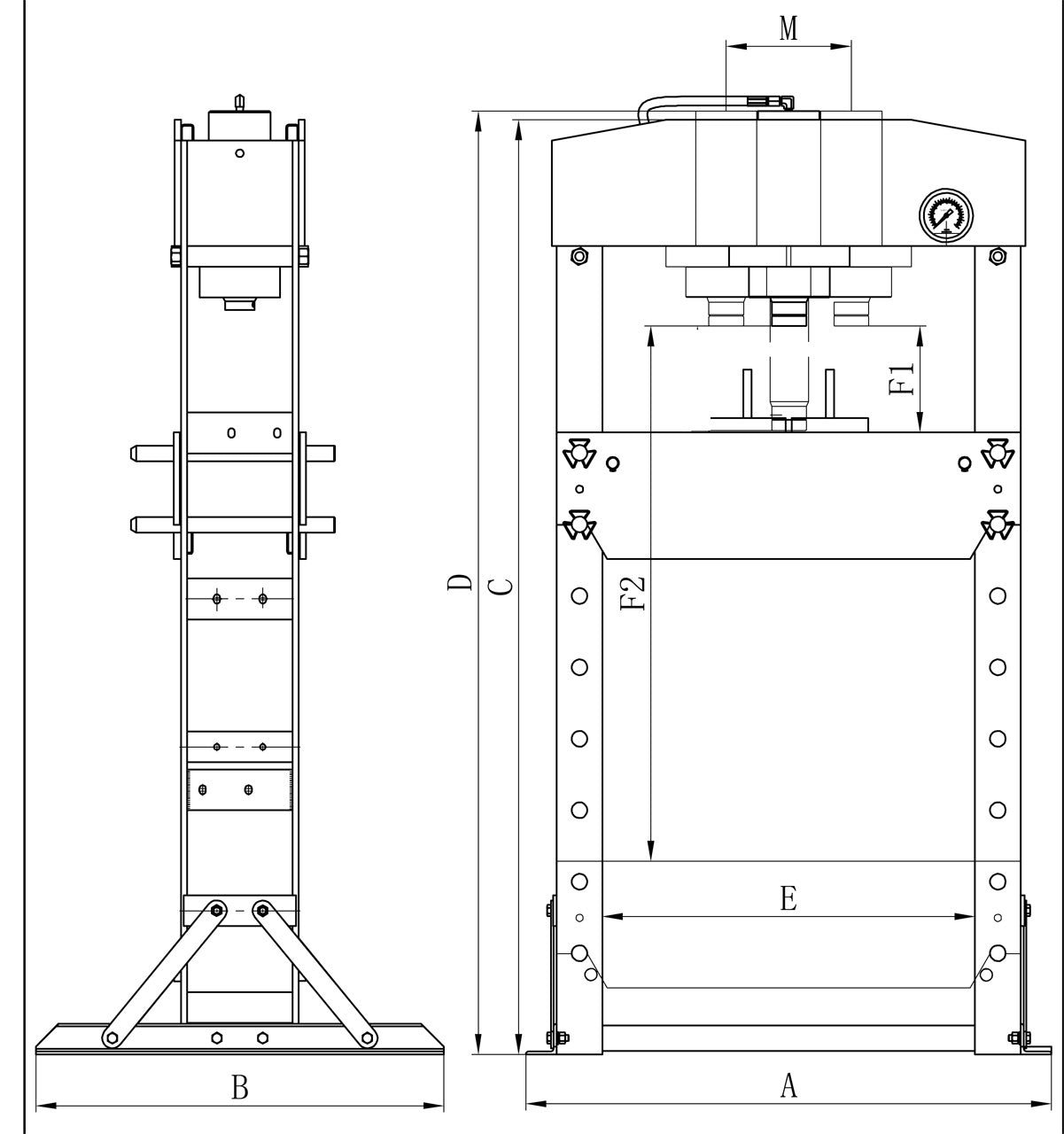 BERNARDO Pneumatische Werkstattpressen – Modell PWK 100 F