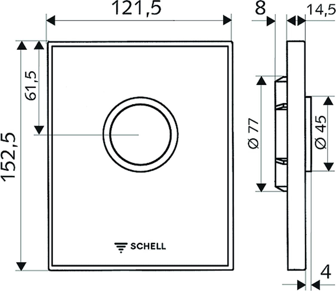 SCHELL Urinal-Betätigungsplatte AMBITION schwarz – Sicherheitsglas, einstellbare Spülmenge