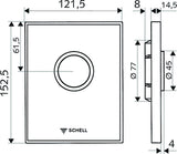 SCHELL Urinal-Betätigungsplatte AMBITION schwarz – Sicherheitsglas, einstellbare Spülmenge