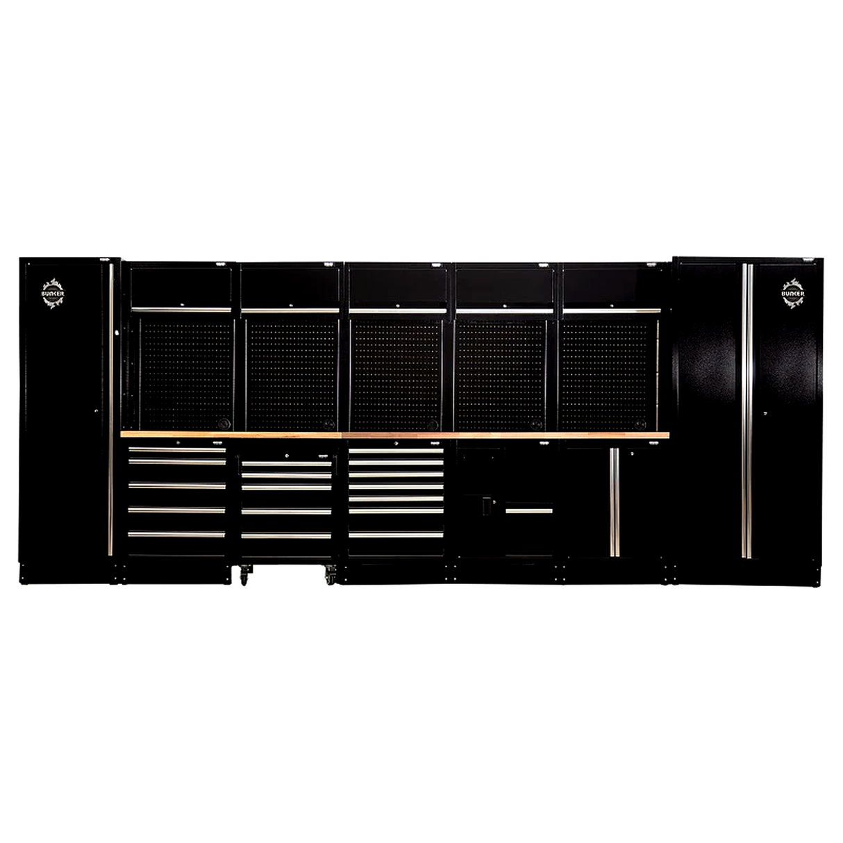 BUNKER Deep - 61cm tiefe Werkstatteinrichtung Set mit Arbeitsplatte aus Massivholz, 25tlg - 561301