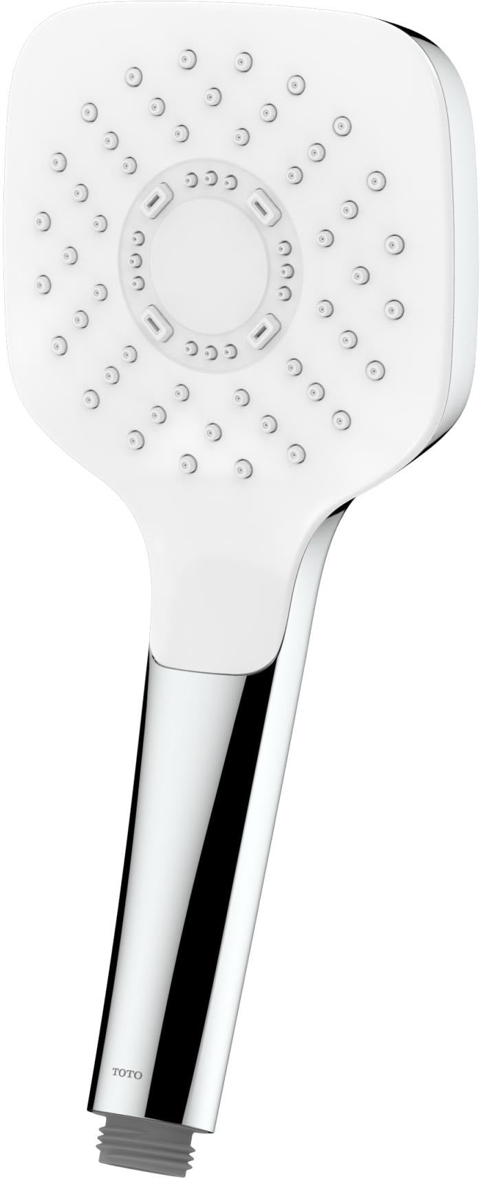 TOTO Handbrause 110 mm eckig weiß/chrom – wassersparend mit Antikalksystem