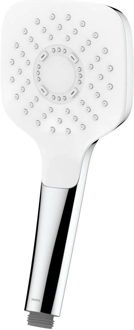 TOTO Handbrause 110 mm eckig weiß/chrom – wassersparend mit Antikalksystem
