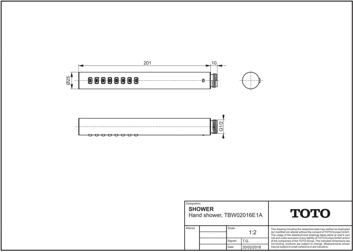 TOTO Stabbrause chrom – wassersparende Handbrause mit Antikalksystem