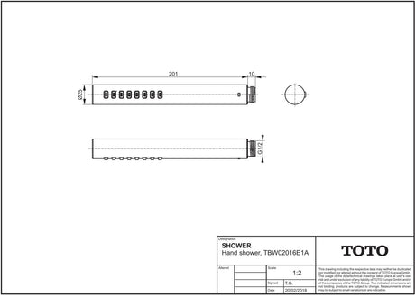 TOTO Stabbrause chrom – wassersparende Handbrause mit Antikalksystem