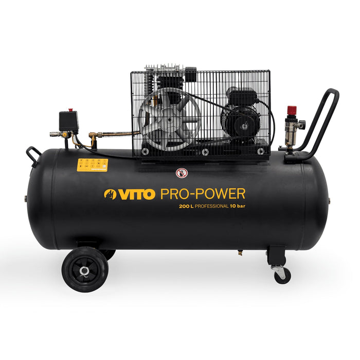 VITO 200 Liter Kompressor 10 Bar 230V 4 PS 3KW - 10bar Betriebsdruck (max. 12bar) - 400L/Min Ölgeschmiert - VICOC200B