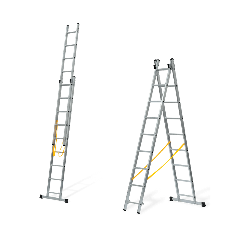 VITO 2-teilige Kombileiter mit je 7 Stufen - aus Aluminium, rutschfest - Anlegeleiter, Haushaltsleiter, Alu-Sicherheits-Stehleiter, Mehrzweckleiter, Leiter - bis 150 kg - Norm EN 131 - Made In Europe - Hand Tools - VIEDQ2 - Tools.de TP Profishop GmbH