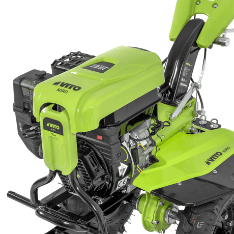 VITO Benzin-Motorhacke mit Direktantrieb 7PS - Dreifach-Filtersystem - Ölstandssensor - Vorderrad-Schnellverstellung - Bodenfräse, Gartenfräse, Bodenhacke - Agro - VIMETD7A - Tools.de TP Profishop GmbH