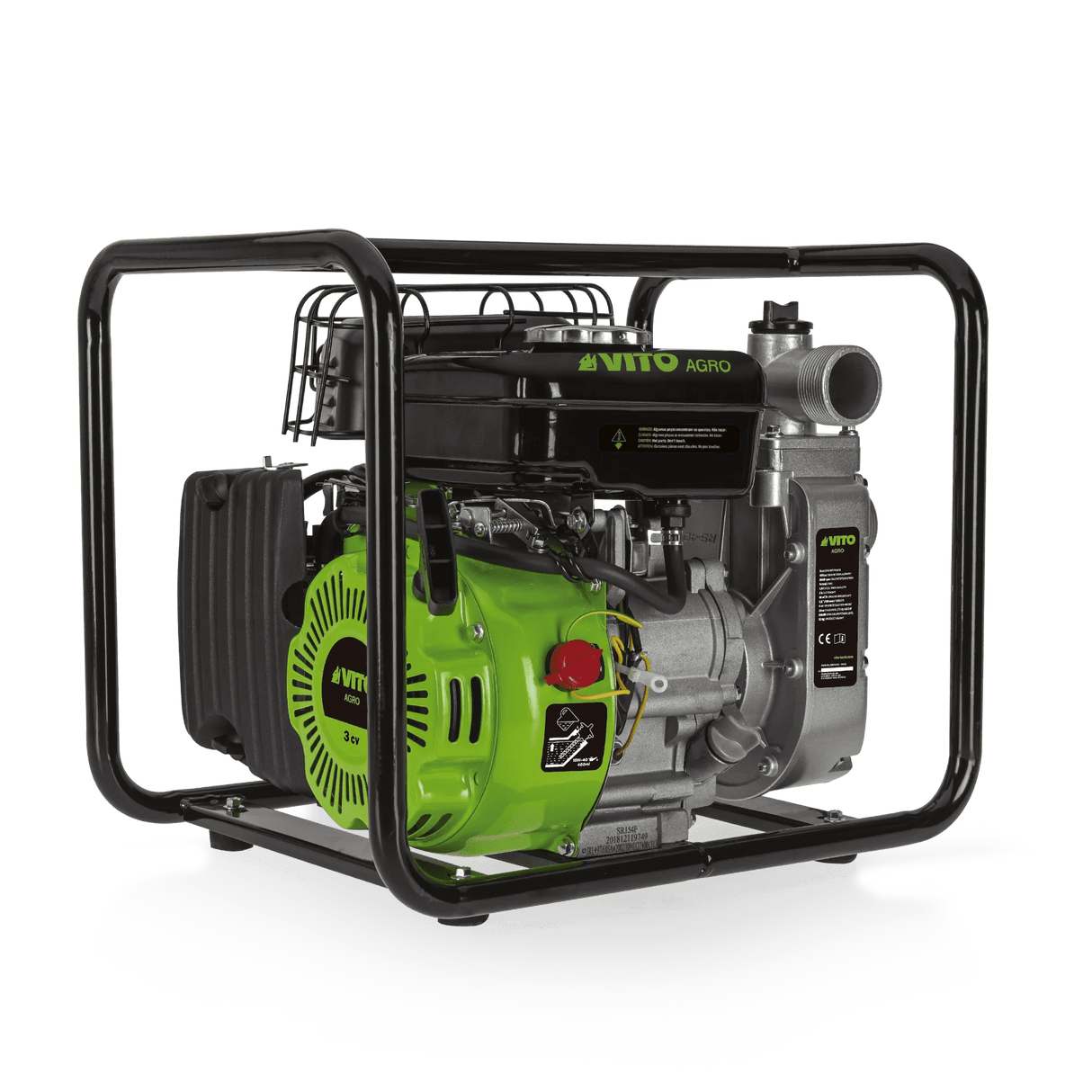 VITO Benzin-Wasserpumpe 1,5" - Metallrahmen für Schutz und Transport - mit Gummifüßen - Garden - Agro - VIMB15A - Tools.de TP Profishop GmbH