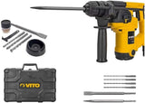 VITO Bohrhammer & Stemmhammer (VIMP710 SDS-Plus), 0-800rpm, 0-5000ipm, Sicherheitskupplung, einstellbare Meißelposition, 3.33 Kg, 710 W mit zusätzlichem Griff, Fettwanne und Staubschutz - Tools.de TP Profishop GmbH