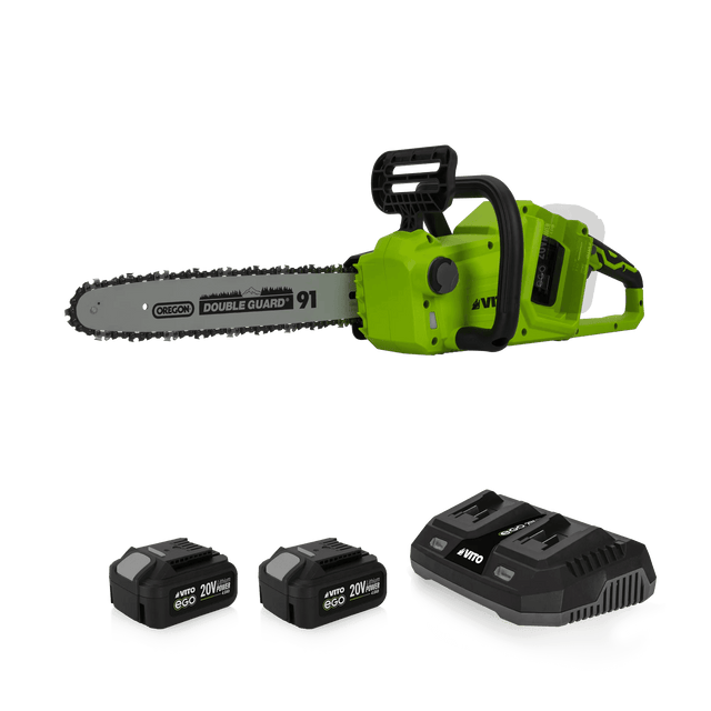 VITO EGO GARDEN PACK - 4-teiliges Akku-Set: Bürstenlose Kettensäge, Akkus und Doppel-Ladegerät - 40V - kabellose Freiheit mit unserem EGO-Akkusystem - PACK3EGOGARDEN - Tools.de TP Profishop GmbH