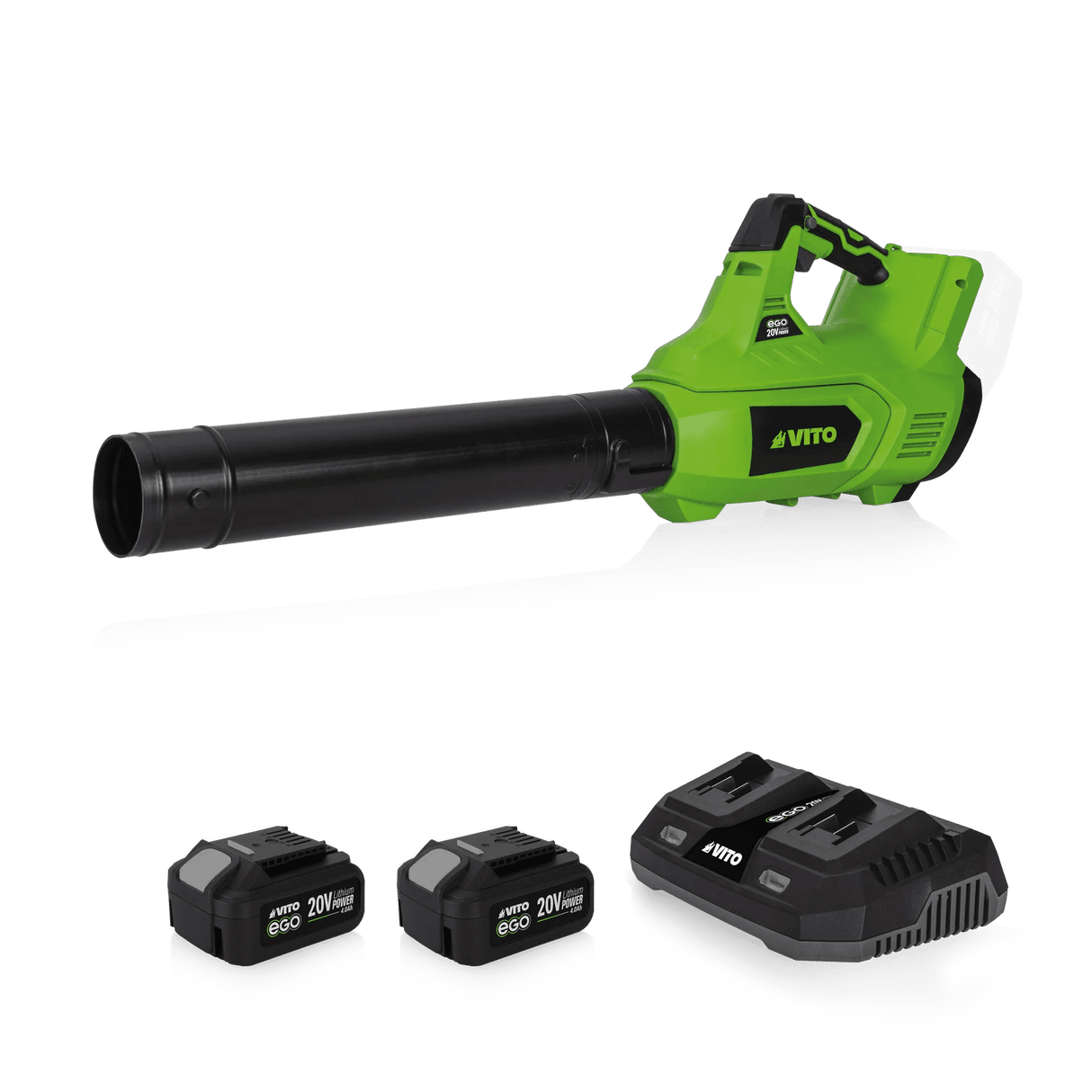 VITO EGO GARDEN PACK - 4-teiliges Akku-Set: Laubbläser, Akkus und Doppel-Ladegerät - 40V - kabellose Freiheit mit unserem EGO-Akkusystem - PACK4EGOGARDEN - Tools.de TP Profishop GmbH