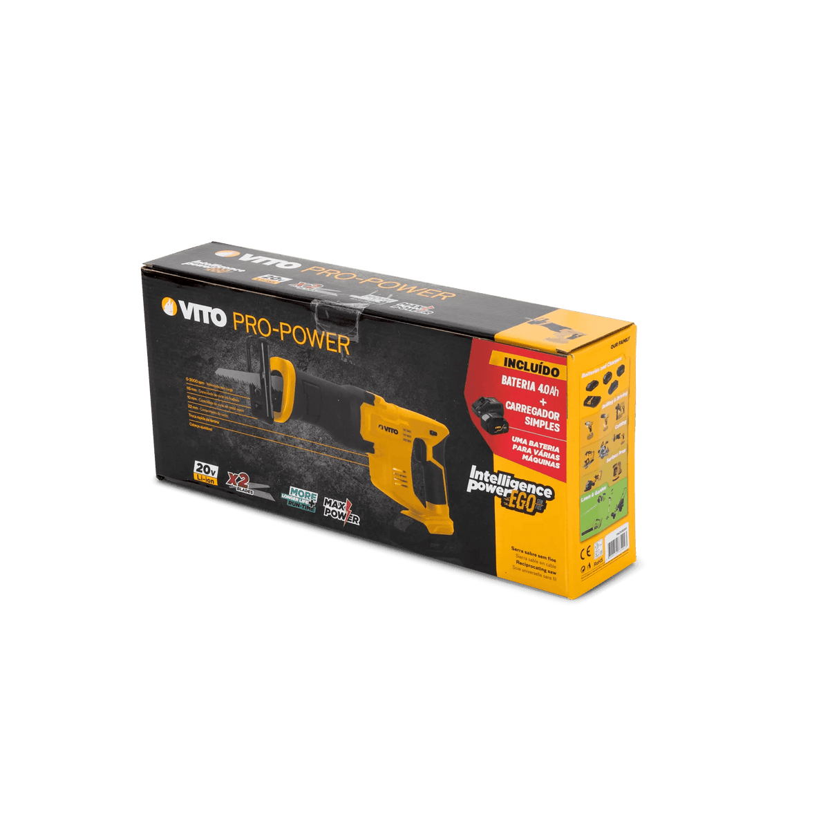 VITO EGO PACK - 3-teiliges Akku-Set: Säbelsäge, Akku und Ladegerät - 20V - kabellose Freiheit mit unserem EGO-Akkusystem - PACK5EGO - Tools.de TP Profishop GmbH