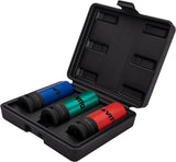 VITO Kraft-Steckschlüssel-Satz 3 Teile - Cr-Mo Stahl, Kraft-Schoneinsätze 3tlg für Alu-Felgen 17mm 19mm 21mm für Schlagschrauber, Schonnüsse, Impact Socket, 0,5 Zoll, im Werkzeugkoffer - Pro Power - VICI3MO - Tools.de TP Profishop GmbH