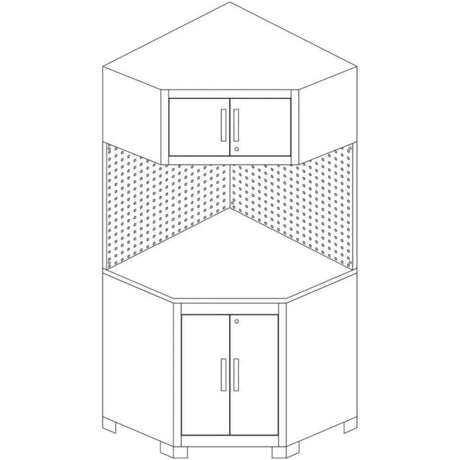 VITO Männerküche - Eckmodul - Werkstatteinrichtungs Set mit Schubladen 5-TLG ca. 83.5 x 83.5 x 200 cm, Garage Werkstatteinrichtung, Werkzeugschrank, Werkbank mit Holzarbeitsplatte - (VIACGC) - Tools.de TP Profishop GmbH