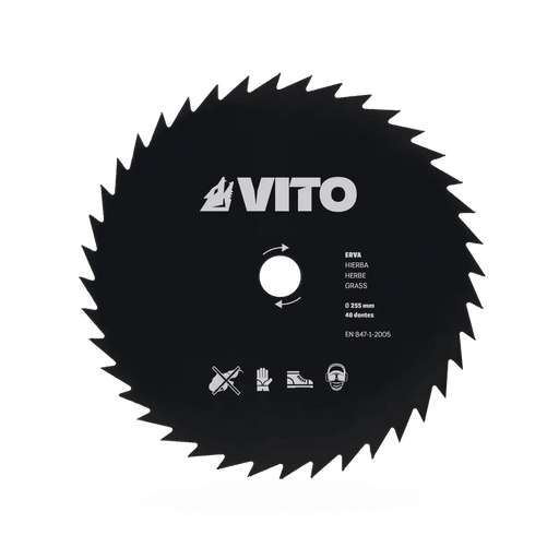 VITO Schneidscheibe 40 Zähne - 255 mm - Universal Sägedisc Dickichtmesser Klinge Messer - für Motorsense Freischneider - Agro - VIDCE40 - Tools.de TP Profishop GmbH