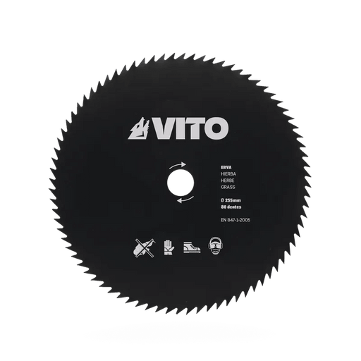 VITO Schneidscheibe 80 Zähne - 255 mm - Universal Sägedisc Dickichtmesser Klinge Messer - für Motorsense Freischneider - Agro - VIDCE80 - Tools.de TP Profishop GmbH