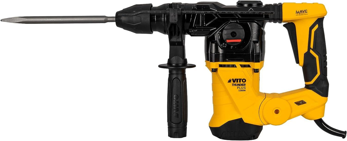 VITO ThunderPlus AVC SDS-plus Bohrhammer VIMPDP1250 1250W, 5 Joule, Verstellung Meißelposition, variable Drehzahl, Bohr-Ø Mauerwerk 30mm, 3x SDS-plus Bohrer, Spitz- + Flachmeißel, Koffer - Tools.de TP Profishop GmbH