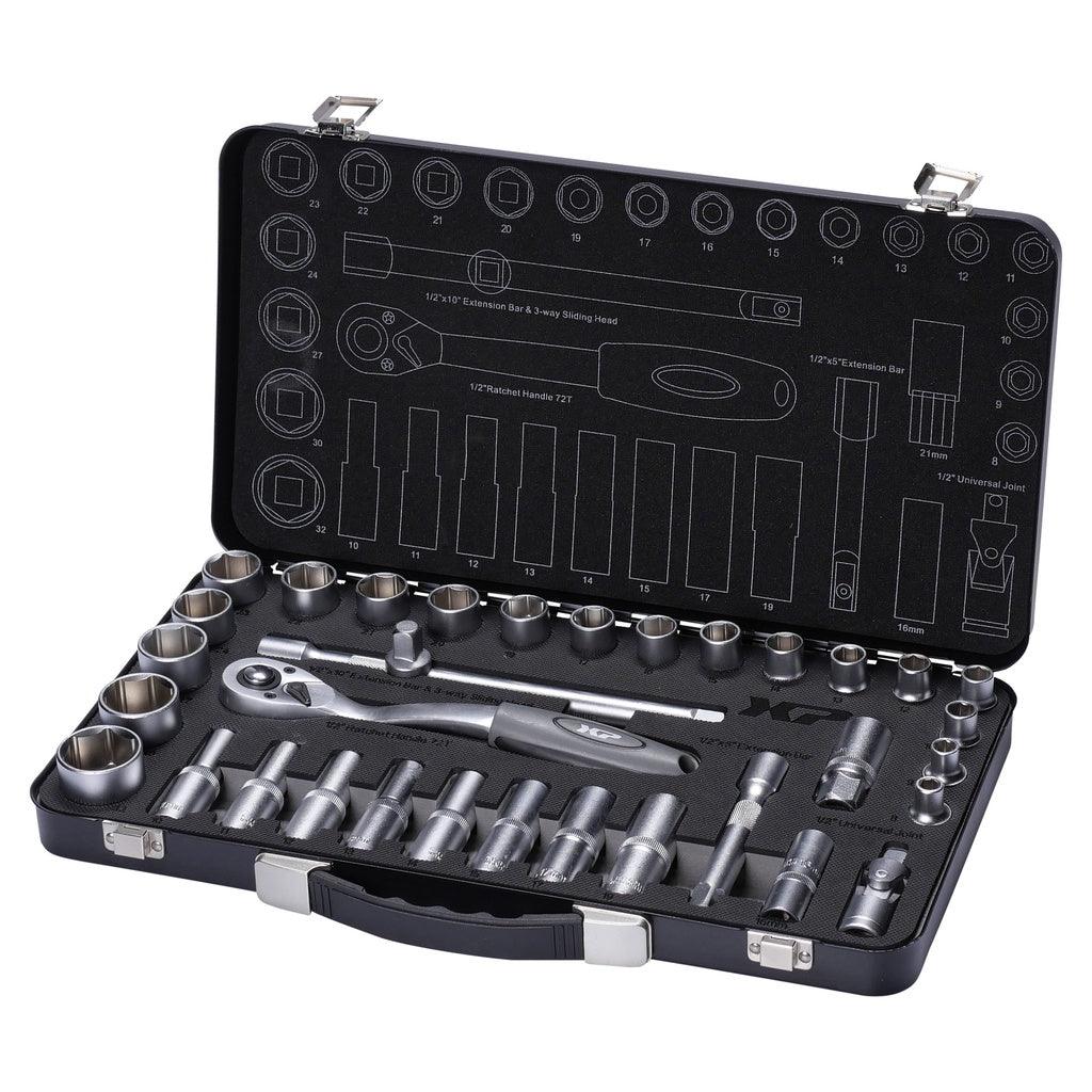 XPTools Steckschlüsselsatz 1/2'' 34 Stück - XP12S34 - Tools.de TP Profishop GmbH