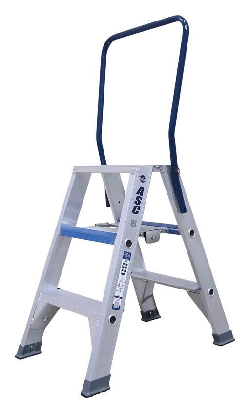 ASC Doppel Stehleiter - 3 Stufen - Robuste, beidseitig begehbare Profiqualität - NEN 2484 / EN 131 konform - ADT3 - Tools.de TP Profishop GmbH