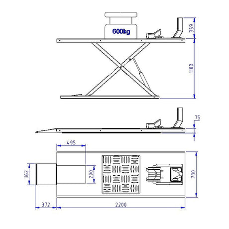 Falco Sollevatori Hubtisch Universal Hebebühne 75mm ultra flach Elektroantrieb 600kg / Profi Scherenbühne MLP60KE - Tools.de TP Profishop GmbH