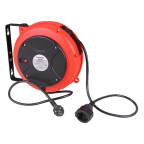 Fluxon Kabeltrommel Automatik 230V 10m 3x1,5mm² Kabelaufroller, Verlängerungskabel Kabelroller - Automatisch Einziehbare Kabeltrommel - CR10V230H - Tools.de TP Profishop GmbH