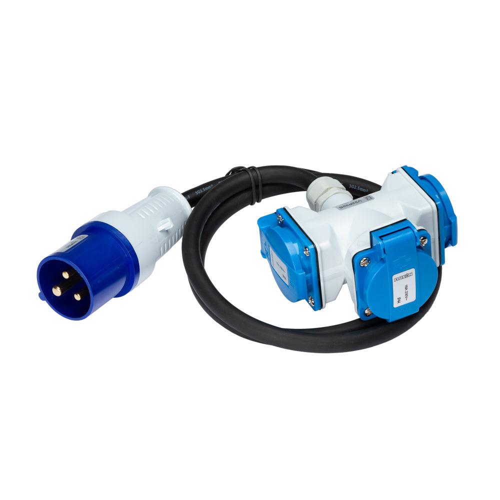 Fluxon Verlängerungskabel 1m 3G 2,5mm2 mit Stecker und Anschlussdose - V22P32S - Tools.de TP Profishop GmbH