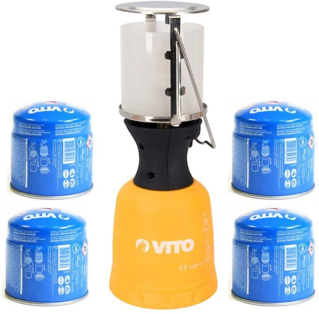 Gaslampe + 4 Gaskartuschen, 190 g, Laterne für Camping - Tools.de TP Profishop GmbH