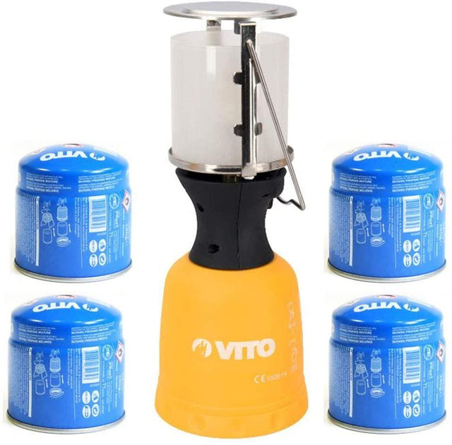 Gaslampe + 4 Gaskartuschen, 190 g, Laterne für Camping - Tools.de TP Profishop GmbH