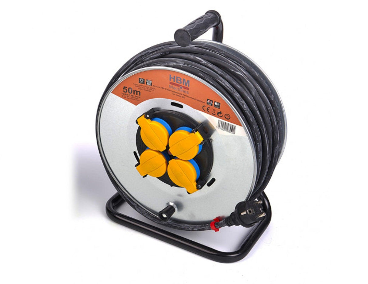 HBM 50 Meter spritzwassergeschützte IP44 Kabeltrommel, Kabeltrommel 3 x 1,5 mm - Tools.de TP Profishop GmbH