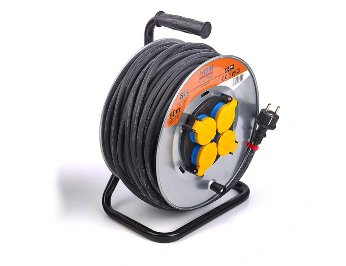 HBM 50 Meter spritzwassergeschützte IP44 Kabeltrommel, Kabeltrommel 3 x 1,5 mm - Tools.de TP Profishop GmbH