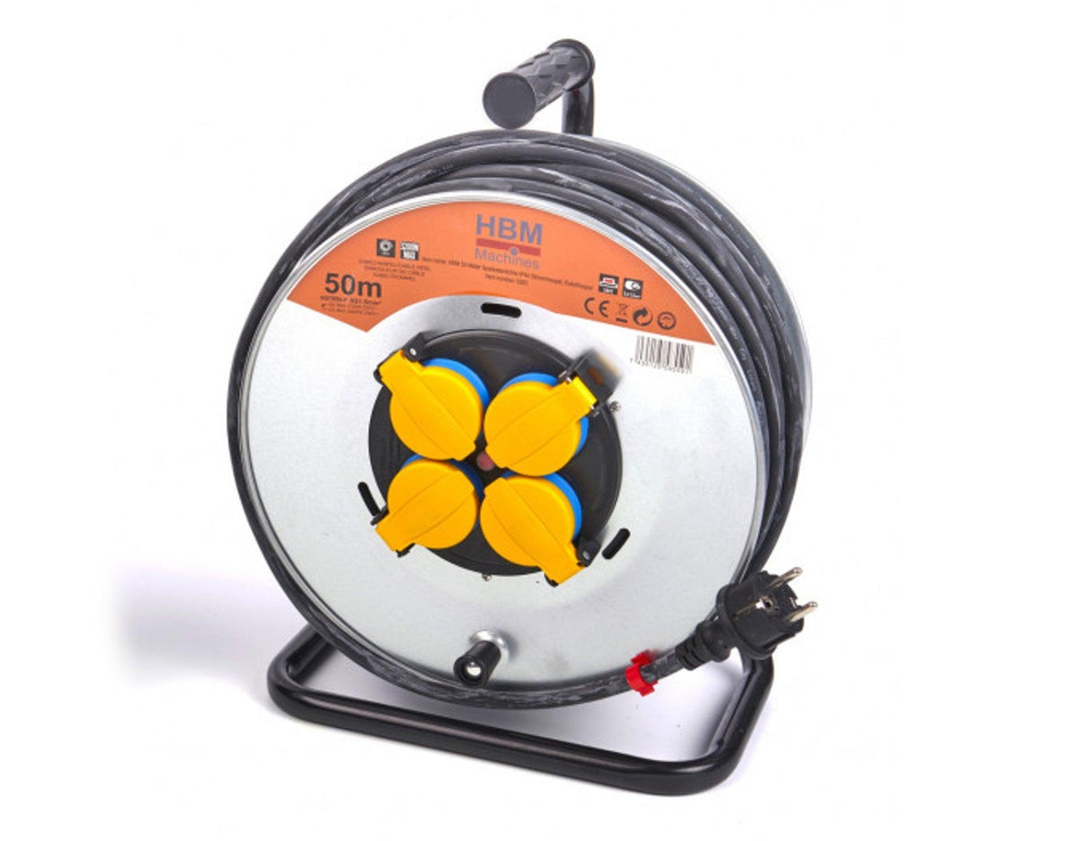 HBM 50 Meter spritzwassergeschützte IP44 Kabeltrommel, Kabeltrommel 3 x 1,5 mm - Tools.de TP Profishop GmbH