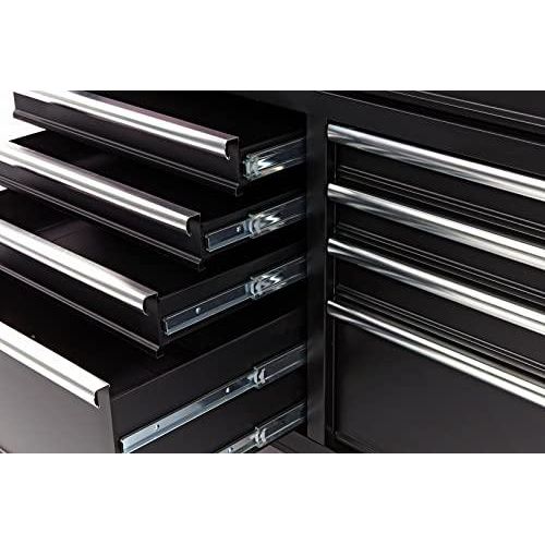 HBM Mobiler Werkzeugwagen mit Robuster Holzplatte, Schwarz - 117 cm - Vielseitige Werkbank für Profi-Handwerker - Tools.de TP Profishop GmbH