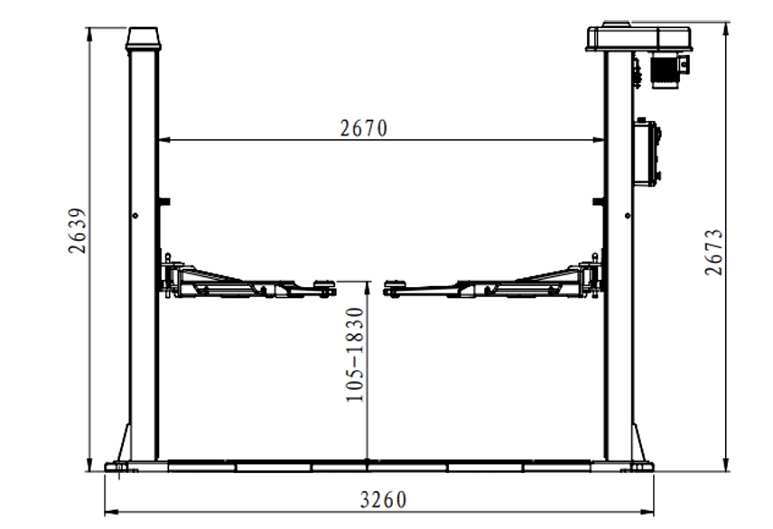 KROFtools 2-Säulen-Hebebühne Spindel 3,2 t - 400 V Typ-H 1 Motor - 3200kg - Hebebühne Modell 9845 - Tools.de TP Profishop GmbH