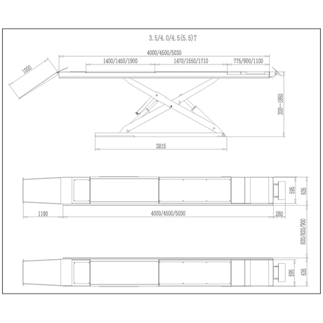 KROFtools 4.5t Profi Scherenhebebühne, LED Beleuchtung 4500kg 400V / Hebebühne / hydraulische Scherenhebebühne Modell 9833 - Tools.de TP Profishop GmbH