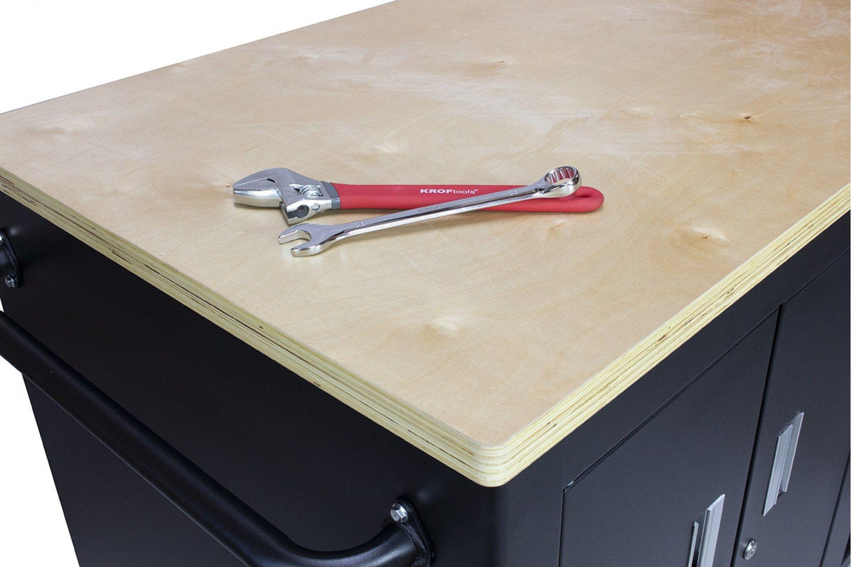 KROFtools Profi fahrbare Werkbank mit Schubladen, 10 Schubladen, 1 Flügeltür, Werkbank mit kleine Lochwand, Werkstattausrüstung Tools.de - Werktisch Montagewerkbank Werkstatttisch - kugelgelagerten Schubladen - Tools.de TP Profishop GmbH