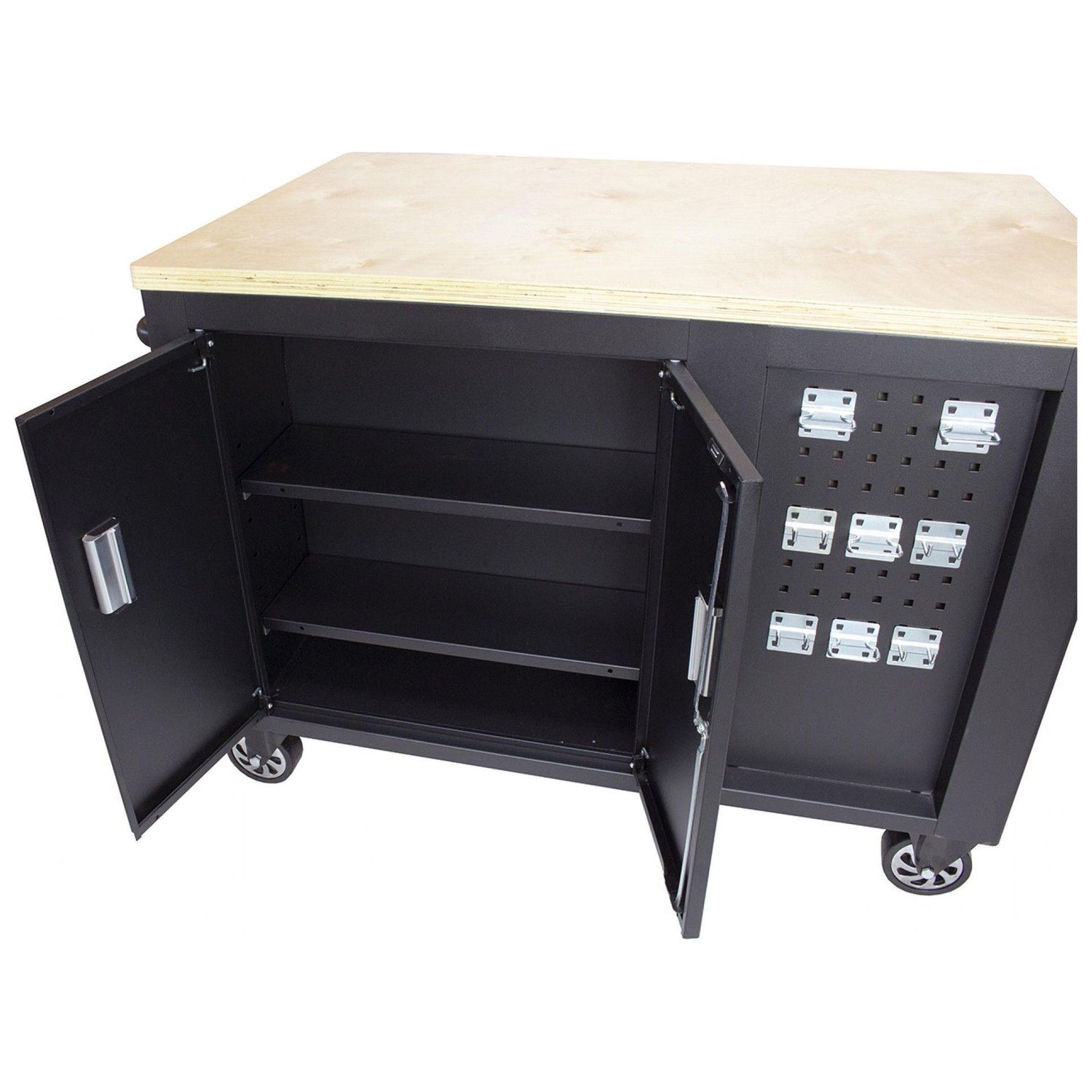 KROFtools Profi fahrbare Werkbank mit Schubladen, 10 Schubladen, 1 Flügeltür, Werkbank mit kleine Lochwand, Werkstattausrüstung Tools.de - Werktisch Montagewerkbank Werkstatttisch - kugelgelagerten Schubladen - Tools.de TP Profishop GmbH