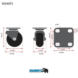 MAMMUTH Lenkrolle 30kg 40 x 22mm PU Ersatzrolle Ersatzrad Rolle Rad W040PS - Tools.de TP Profishop GmbH