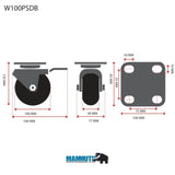 MAMMUTH Lenkrolle mit Bremse 160kg 100 x 40mm PU Ersatzrad Ersatzrolle Rolle W100PSDB - Tools.de TP Profishop GmbH