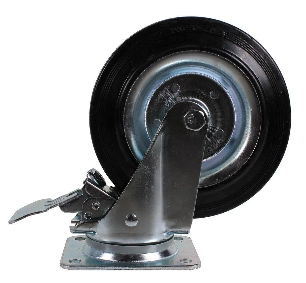MAMMUTH Lenkrolle mit Bremse 230kg 200 x 30mm Gummi Ersatzrad Ersatzrolle Rolle WE200RSDB - Tools.de TP Profishop GmbH