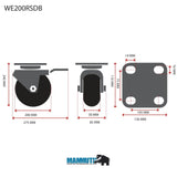 MAMMUTH Lenkrolle mit Bremse 230kg 200 x 30mm Gummi Ersatzrad Ersatzrolle Rolle WE200RSDB - Tools.de TP Profishop GmbH