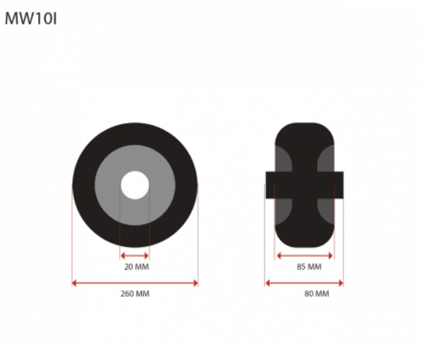 MAMMUTH Loses Rad 110kg 260 x 85mm Massiv Gummi Ersatzrolle Ersatzrad Rolle MW10I - Tools.de TP Profishop GmbH