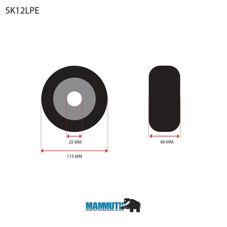 MAMMUTH Loses Rad 115 x 60mm PU Ersatzrad Ersatzrolle Transportrolle SK12LPE - Tools.de TP Profishop GmbH
