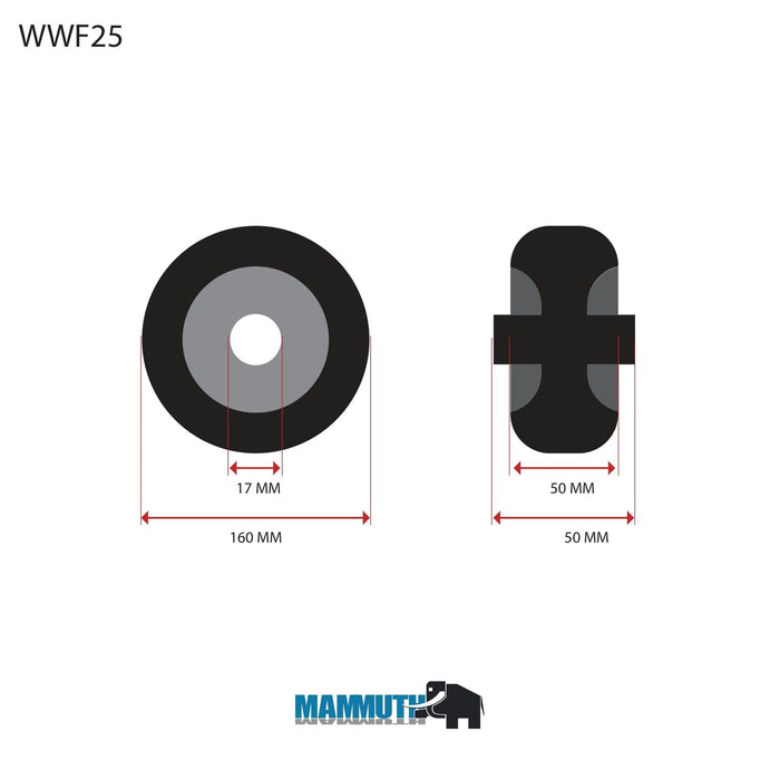 MAMMUTH Loses Rad 250kg 160 x 50mm Massiv Gummi Schwerlastrolle Rolle Ersatzrolle WWF25 - Tools.de TP Profishop GmbH