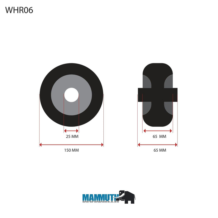 MAMMUTH Loses Rad 500kg 150 x 65mm Massiv Gummi Schwerlastrolle Rolle Ersatzrolle WHR06 - Tools.de TP Profishop GmbH
