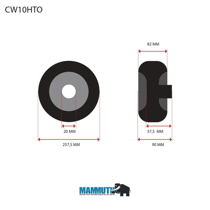MAMMUTH Loses Rad für Stapelkarre HT25AL und HT25IR / Ersatzrolle 258 x 82mm / Altes Modell CW10HTO - Tools.de TP Profishop GmbH