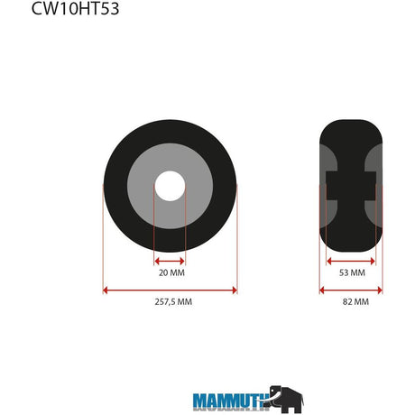MAMMUTH Loses Rad für Stapelkarre HT25AL und HT25IR / Ersatzrolle 258 x 82mm CW10HT53 - Tools.de TP Profishop GmbH