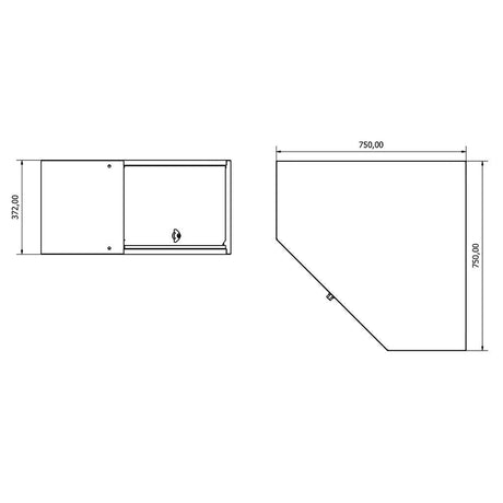 TOOLBOX4YOU Eckwandschrank 1 Tür Expert BG75WC - Vormontiert, Freistehend, 1,2mm dickes Blech - Tools.de TP Profishop GmbH